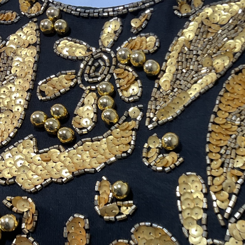 Vintage Alyce Designs Black and Gold Embellished Evening Gown - Picture 5 of 9